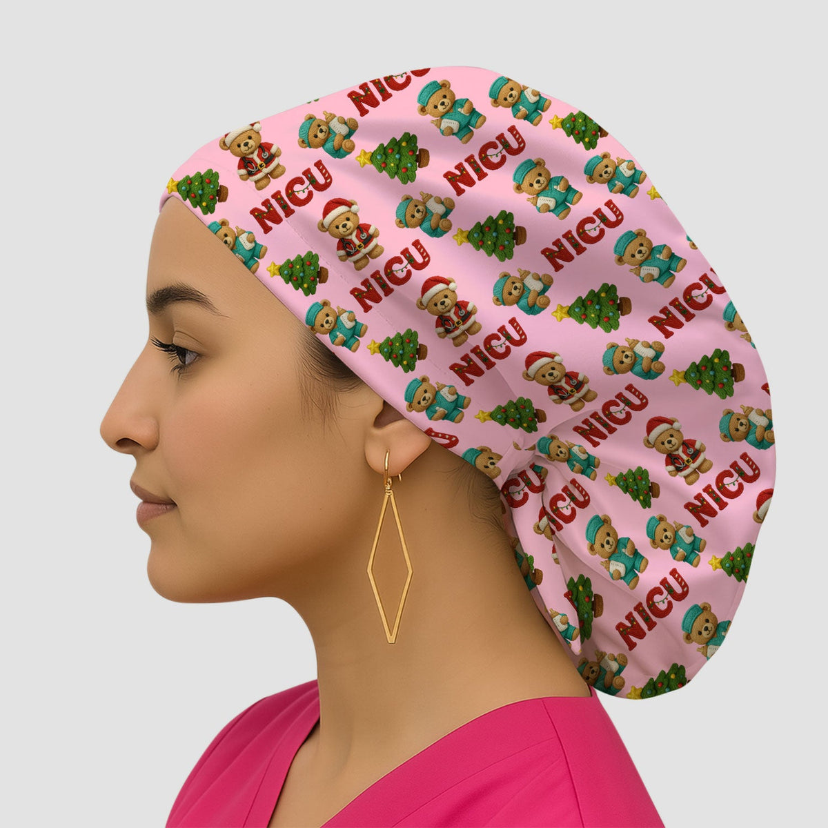 NICU Nurse Teddy Bear Scrub Cap - Christmas Gift