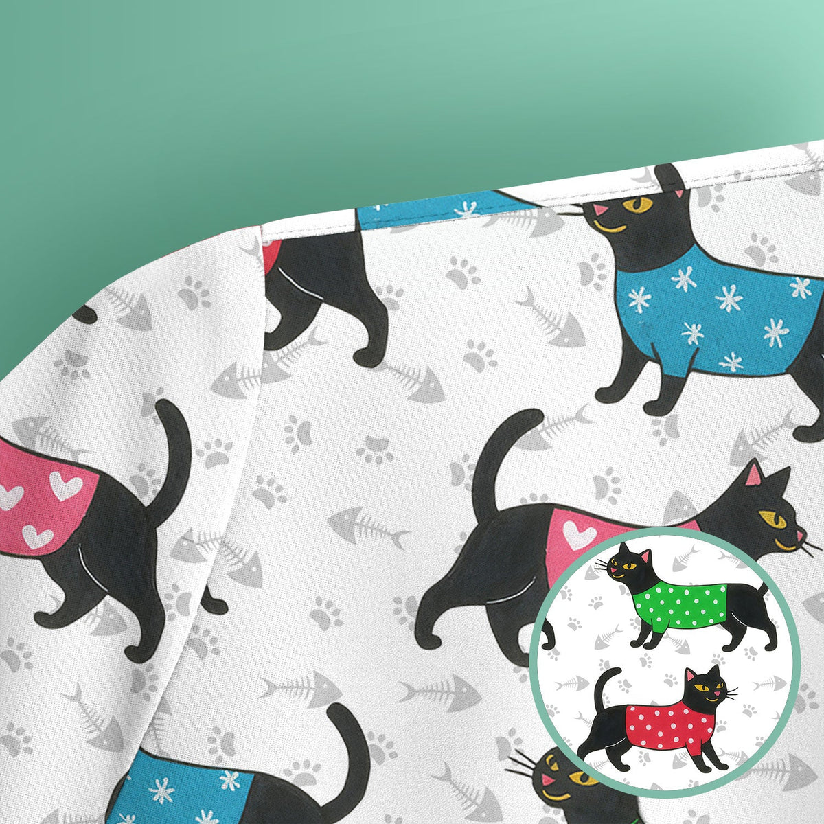 Black Kitty Nurse Scrub Top