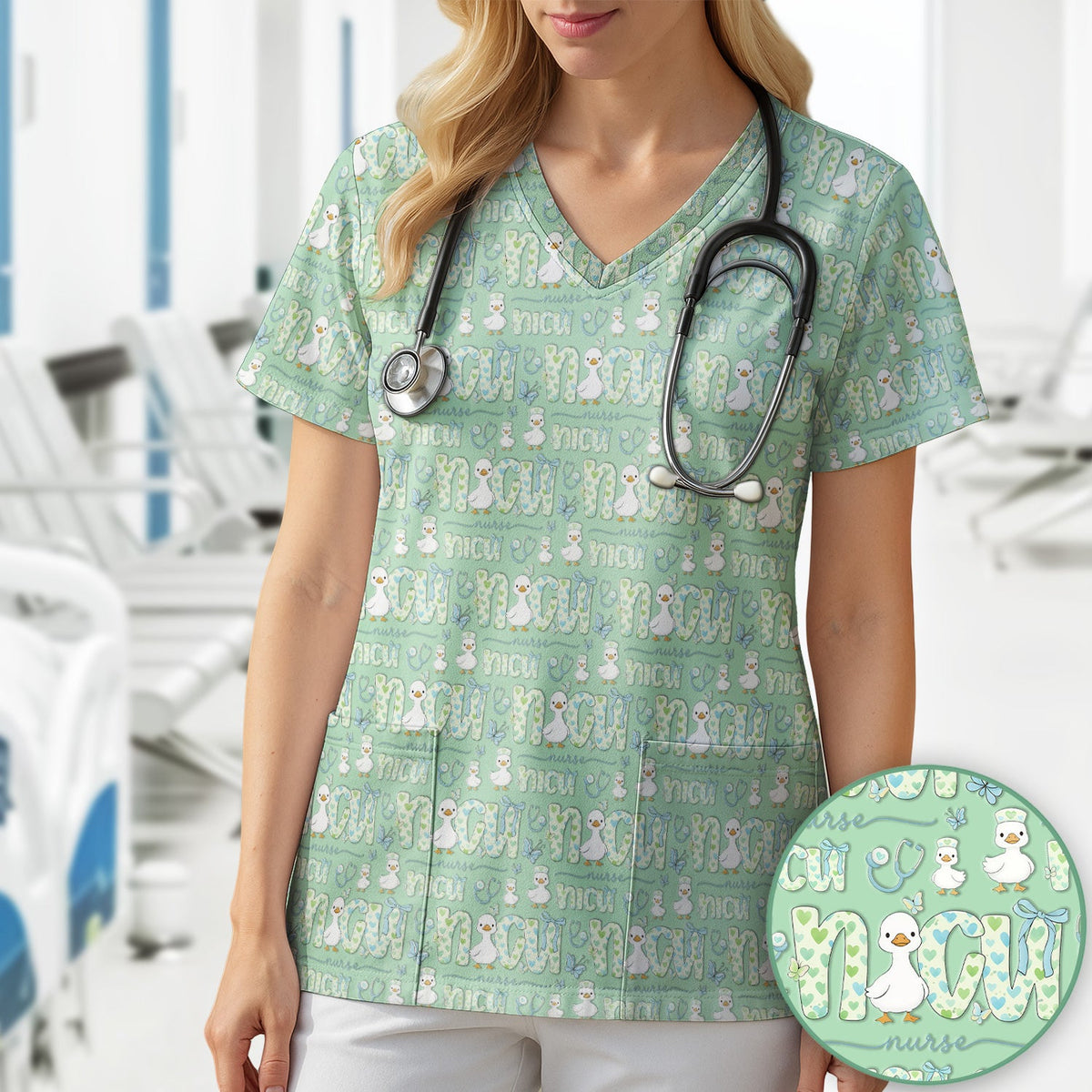 NICU Nurse Duck Scrub Top