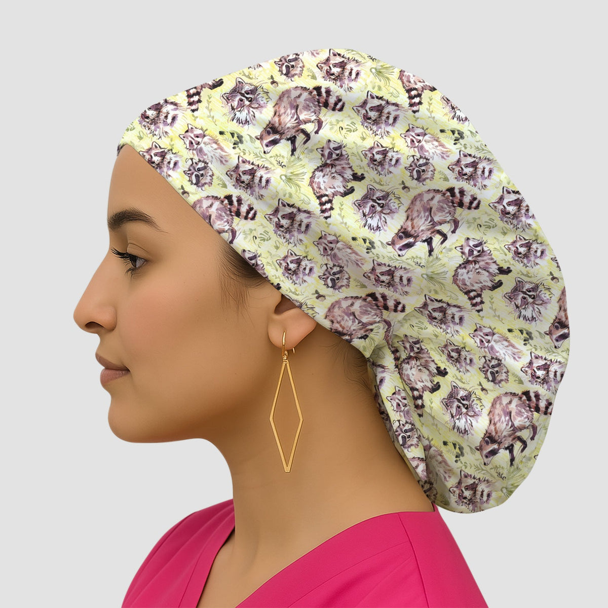 Woodland Raccoon Forest Scrub Cap