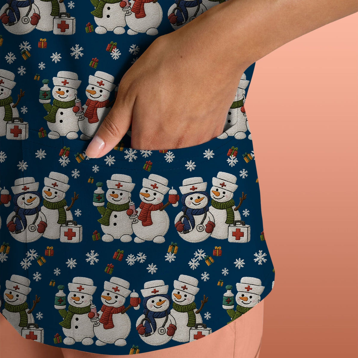 Snowman Nurse Scrub Top - Christmas Gift