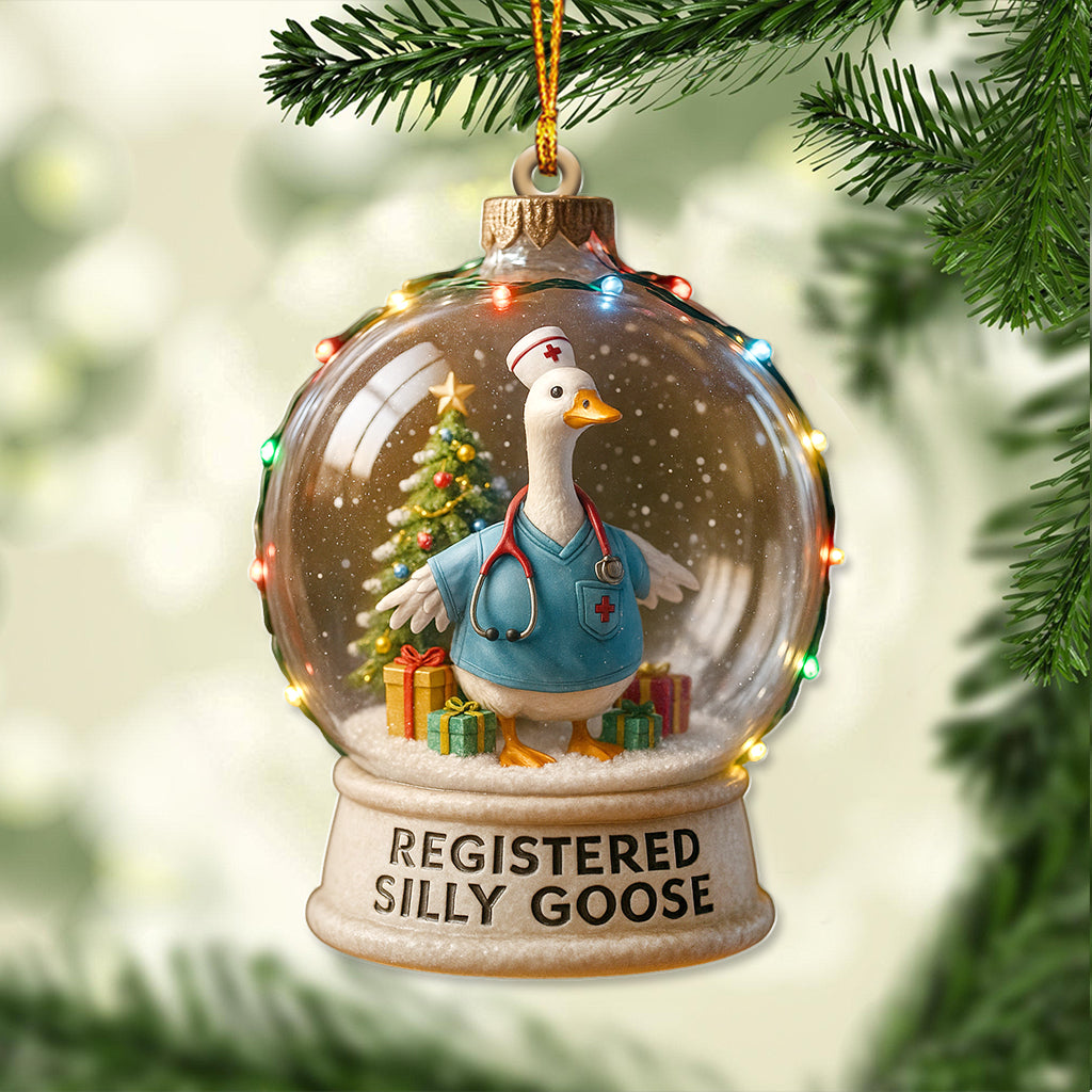 Personalized Duck Snow Globe Christmas Nurse Ornament