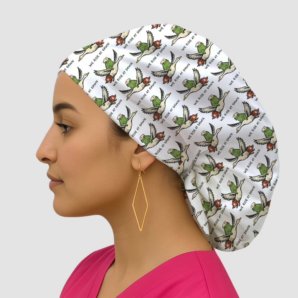 Frog Riding Goose Scrub Cap