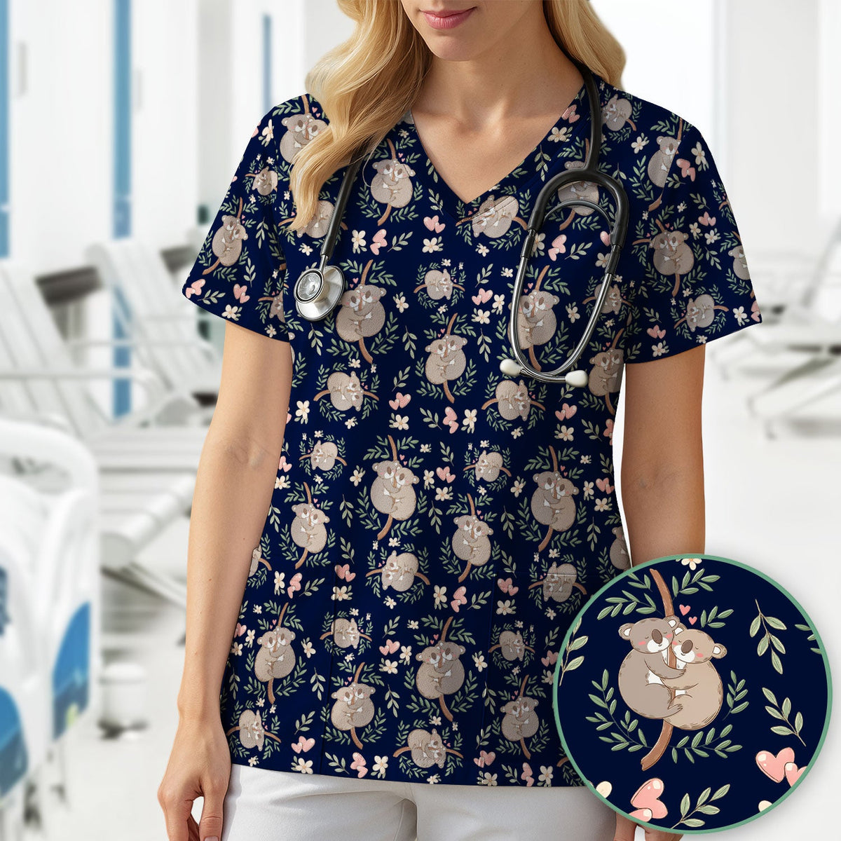Koala Love Nurse Scrub Top