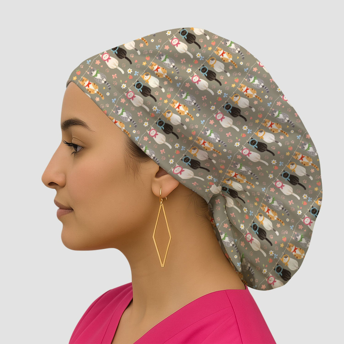 Cat Clothesline Scrub Cap