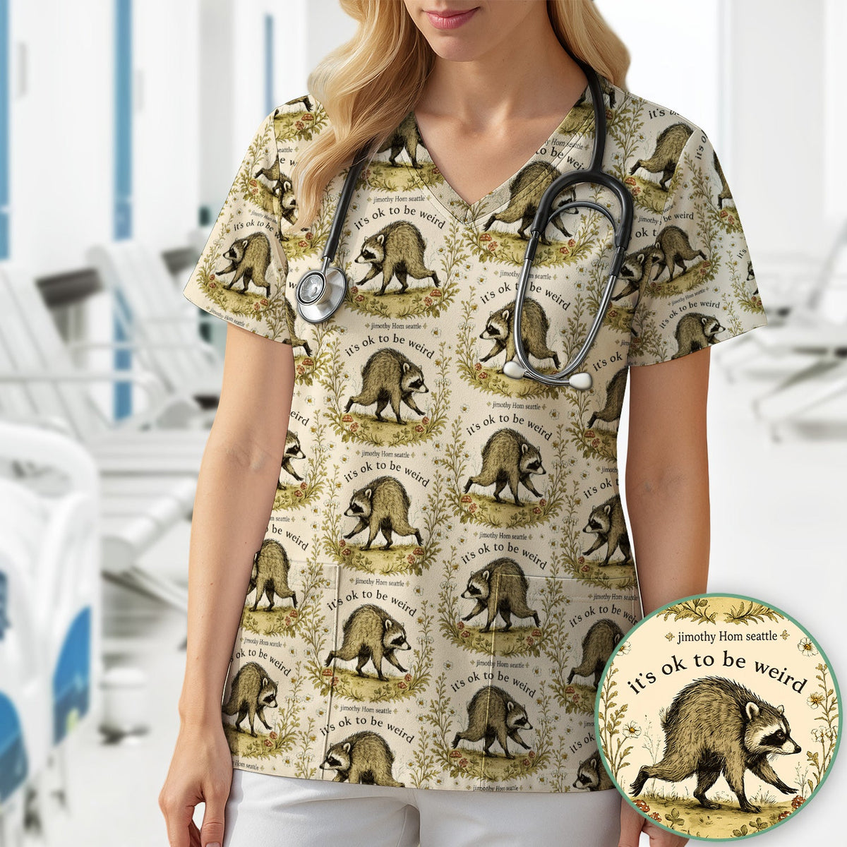 It's OK To Be Weird With Jimothy Scrub Top