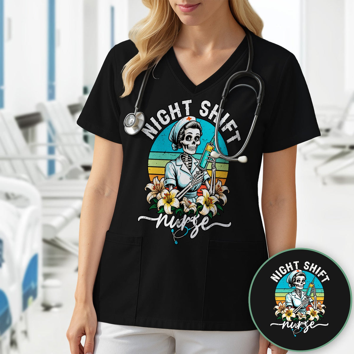 Night Shift Skeleton Nurse Shirt