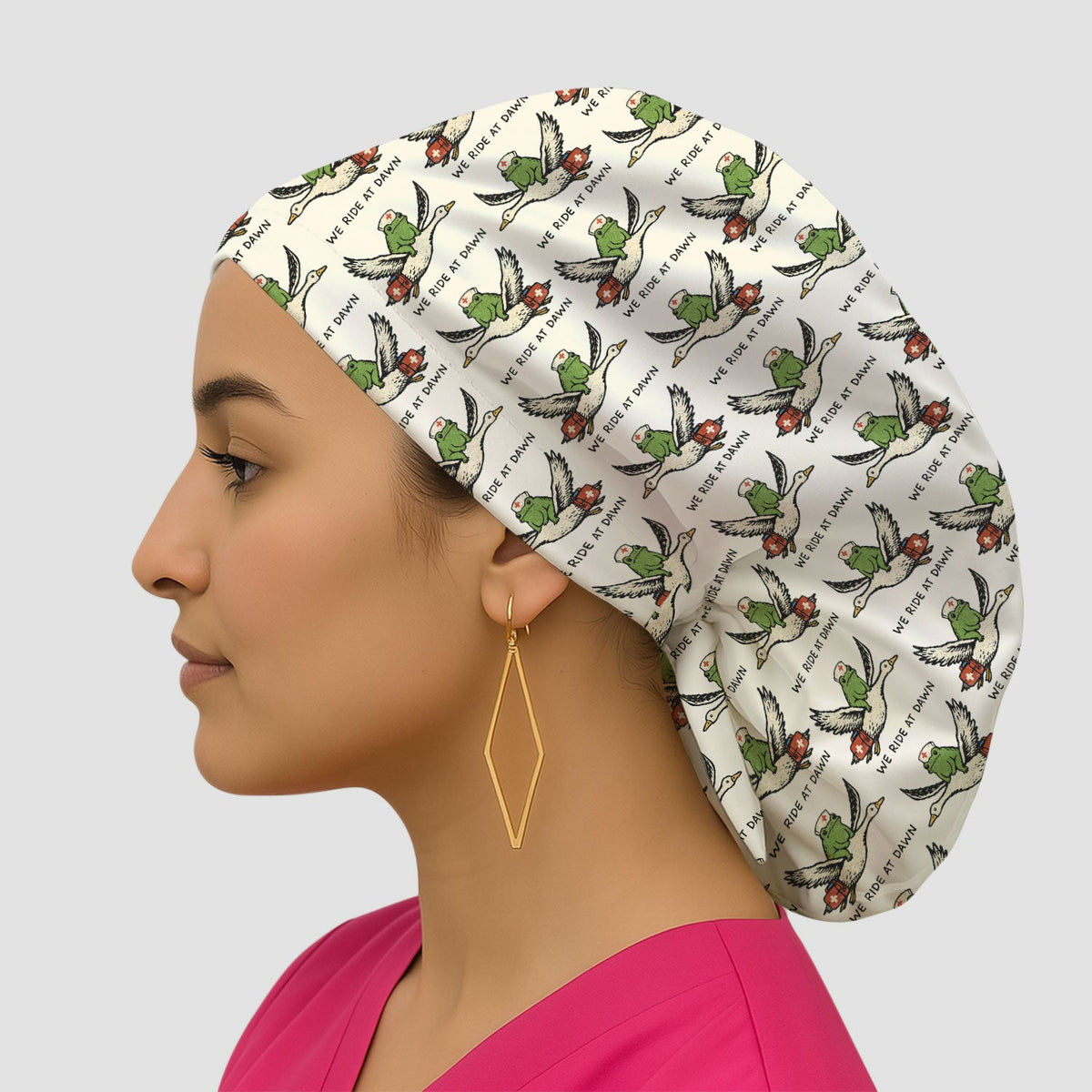 Frog Riding Goose Scrub Cap