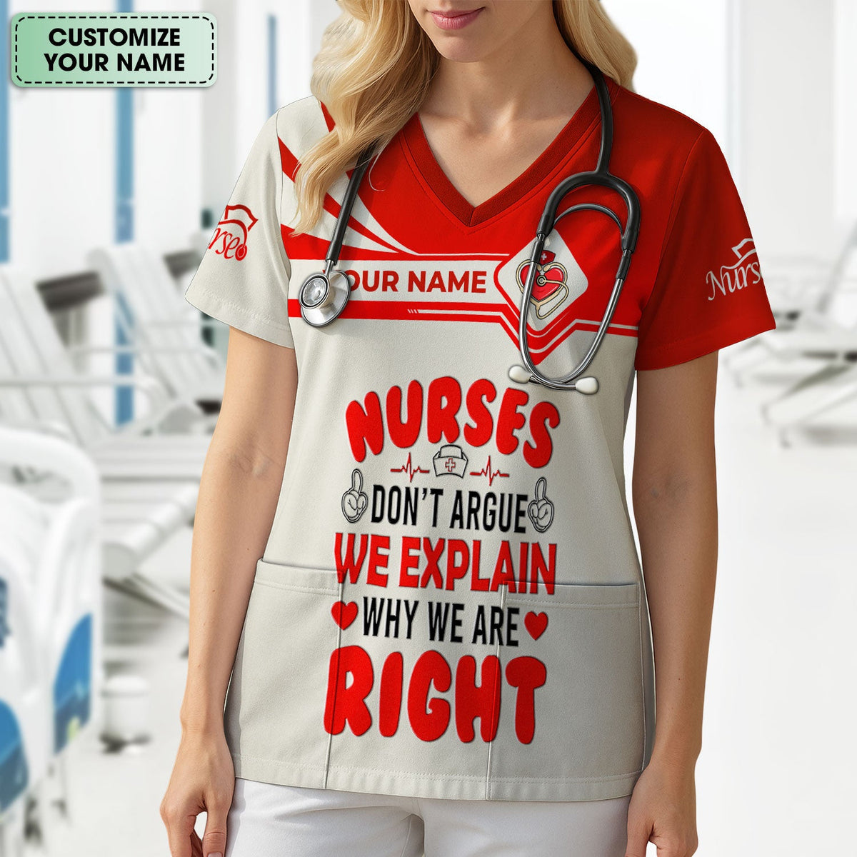 Personalized We Explain Why We Are Right Nurse Scrub Top