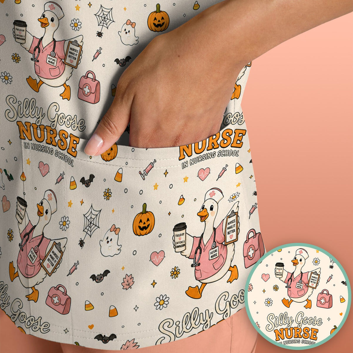 Silly Goose Nurse Scrub Top - Halloween Gift