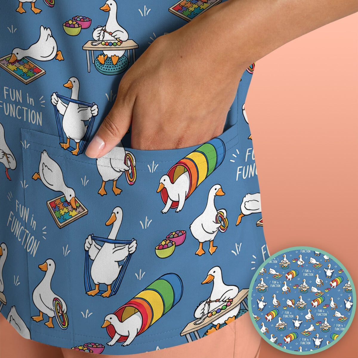 Fun In Function Occupational Therapy Duck Nurse Scrub Top