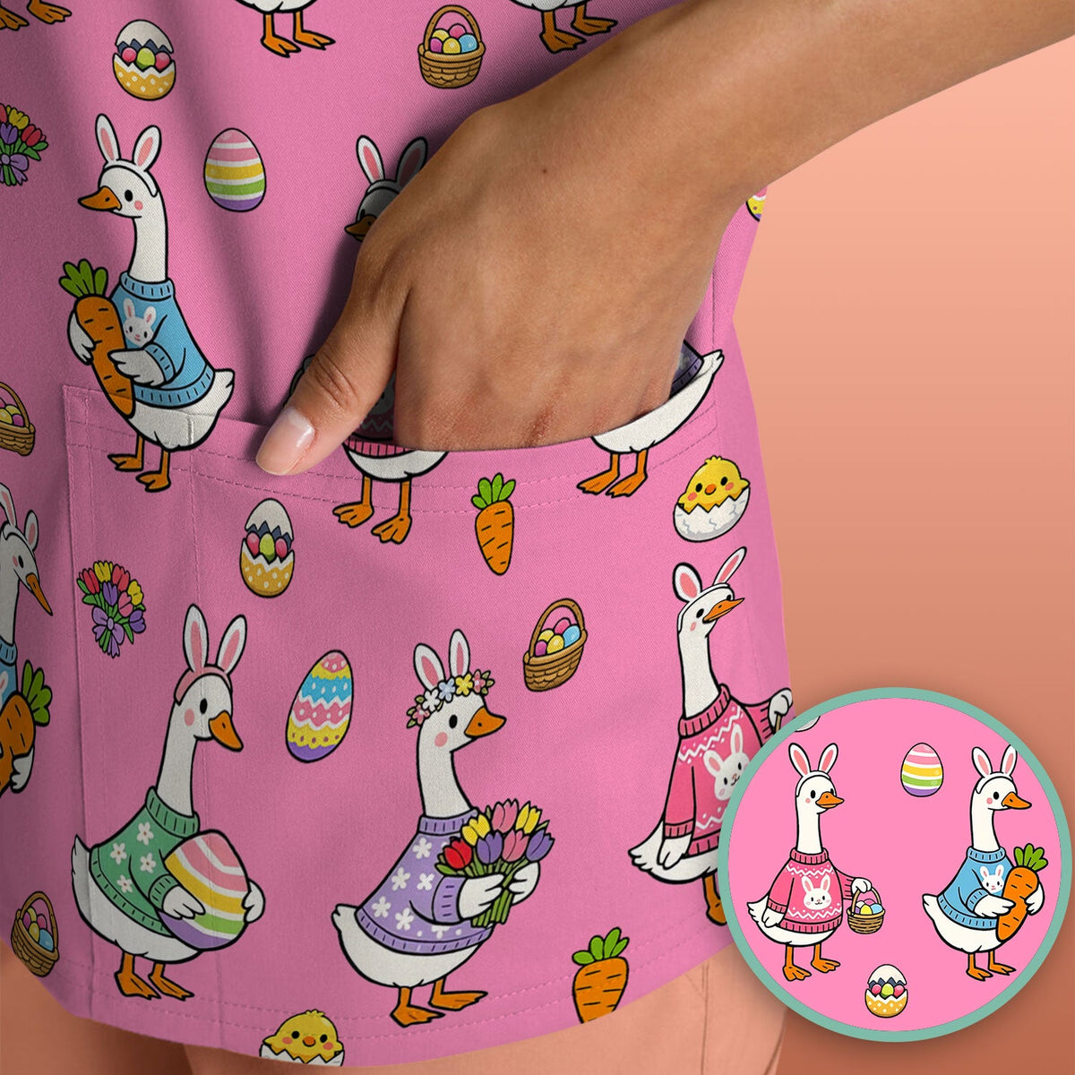 Easter Goose Nurse Scrub Top