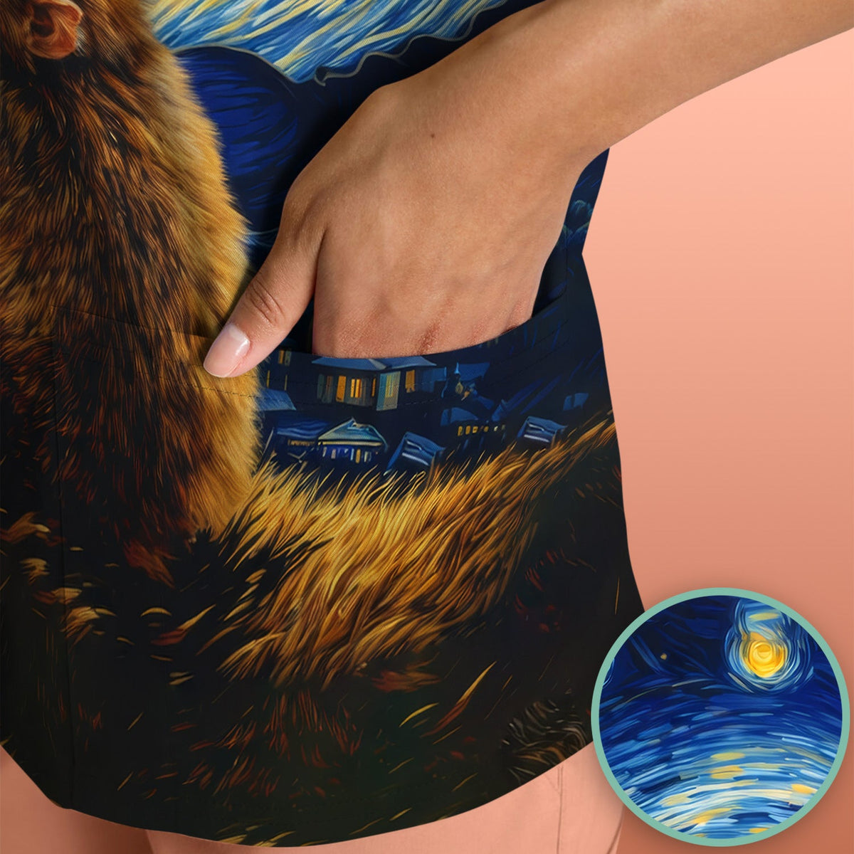 Romantic Monkey Night Sky Nurse Scrub Top