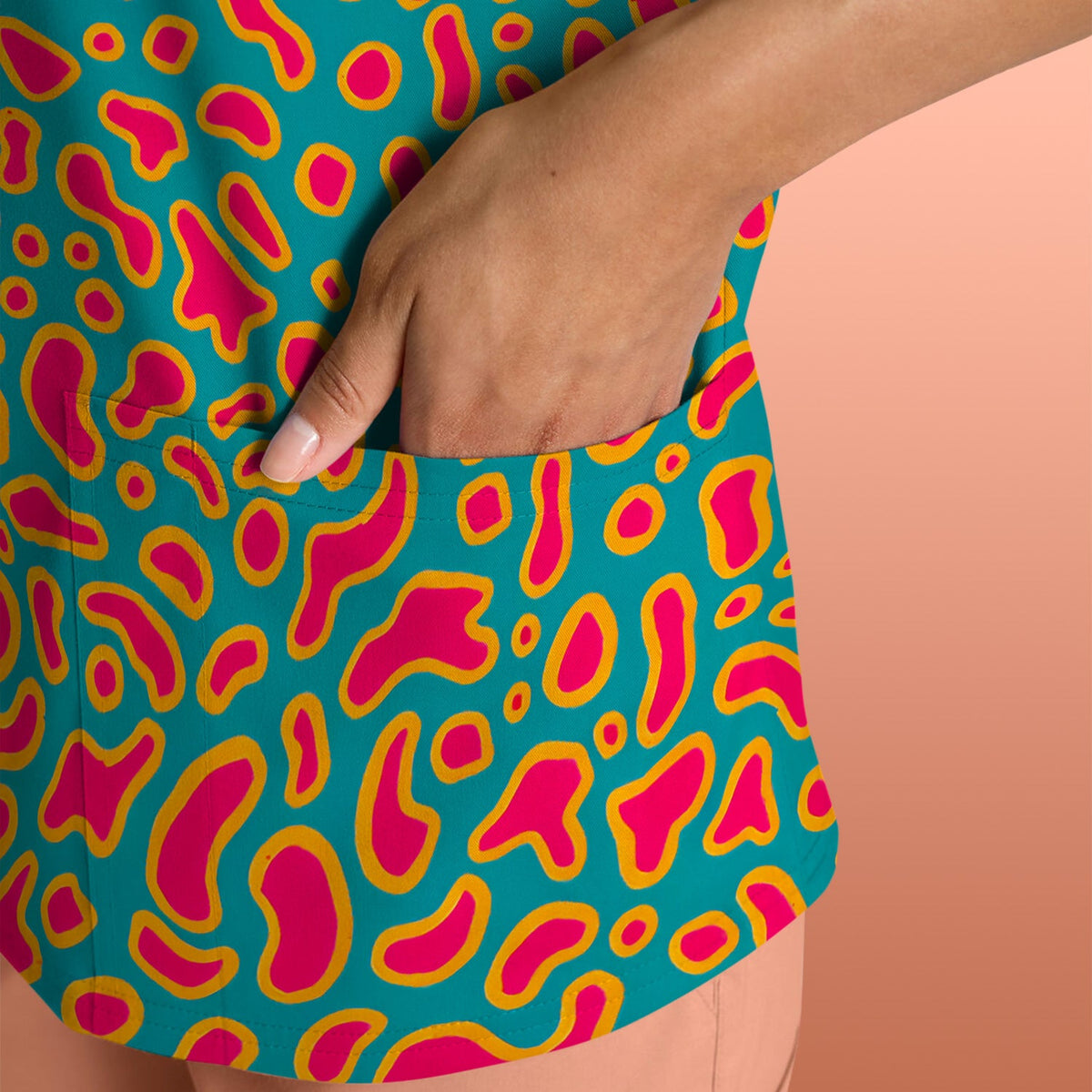 Colorful Abstract Leopard Nurse Scrub Top