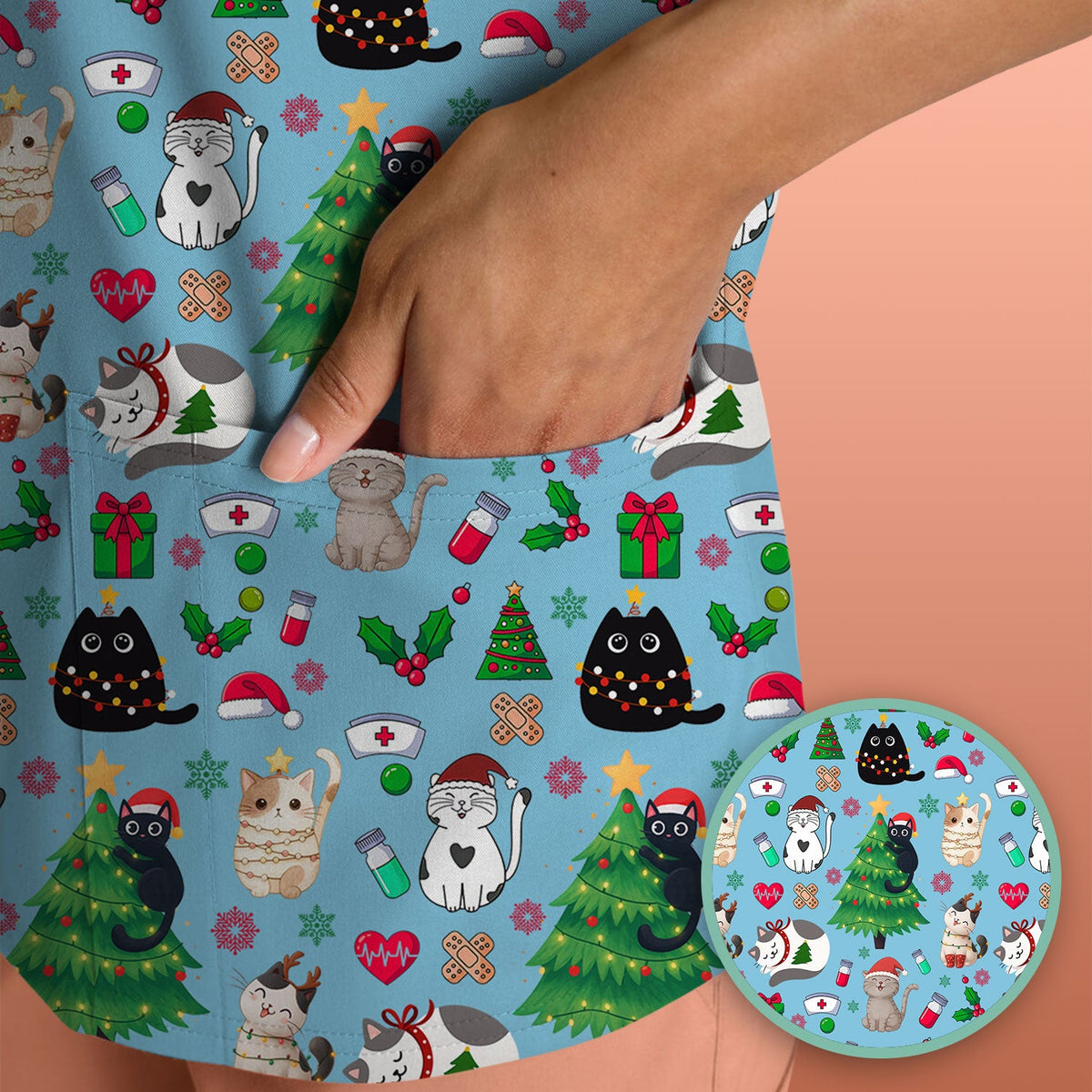 Christmas Pet Nurse Scrub Top