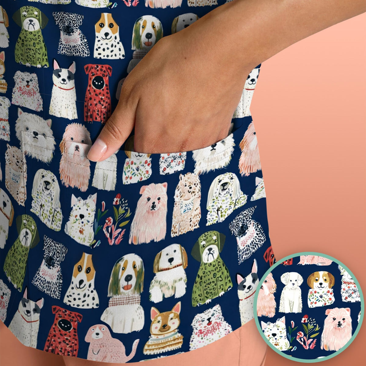 Dog Breeds Nurse Scrub Top