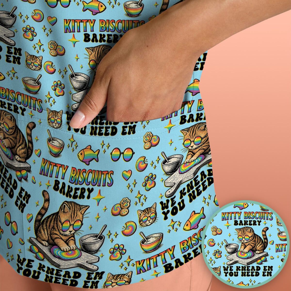 Pride Nurse Cat Baking Scrub Top