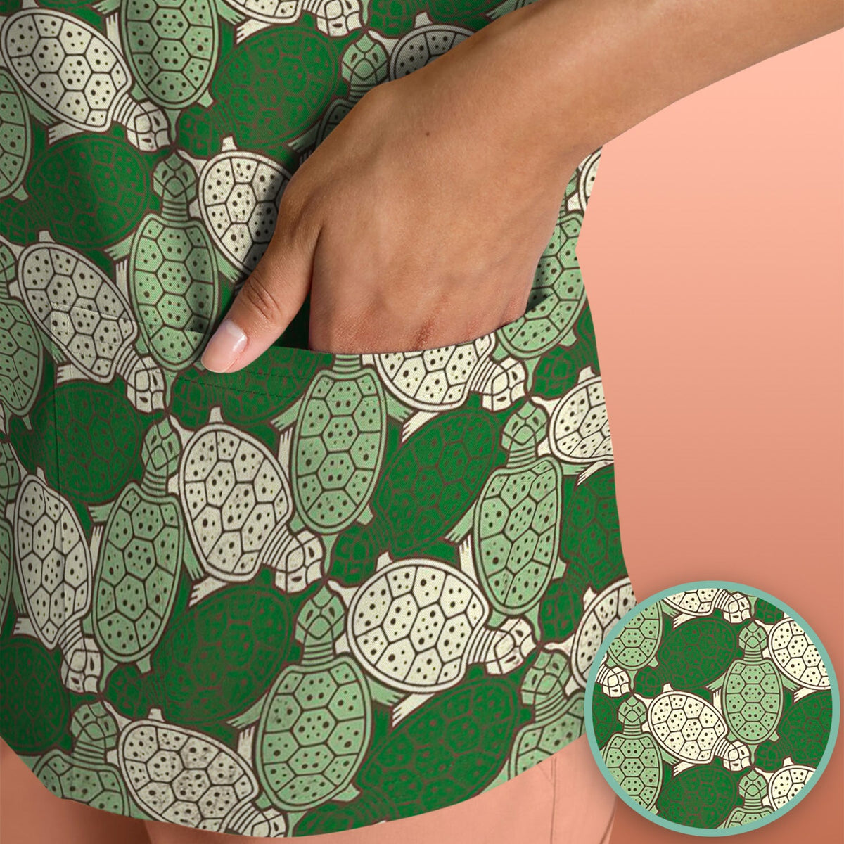 Green Sea Turtle Shell Nurse Scrub Top