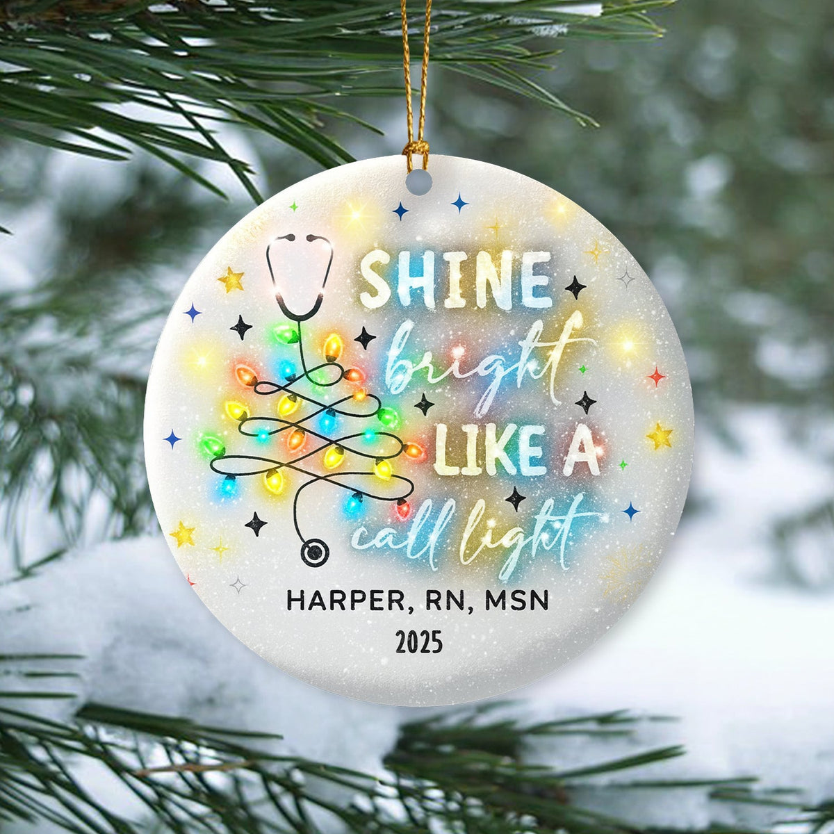 Personalized Shine Bright Call Light Nurse Ornament