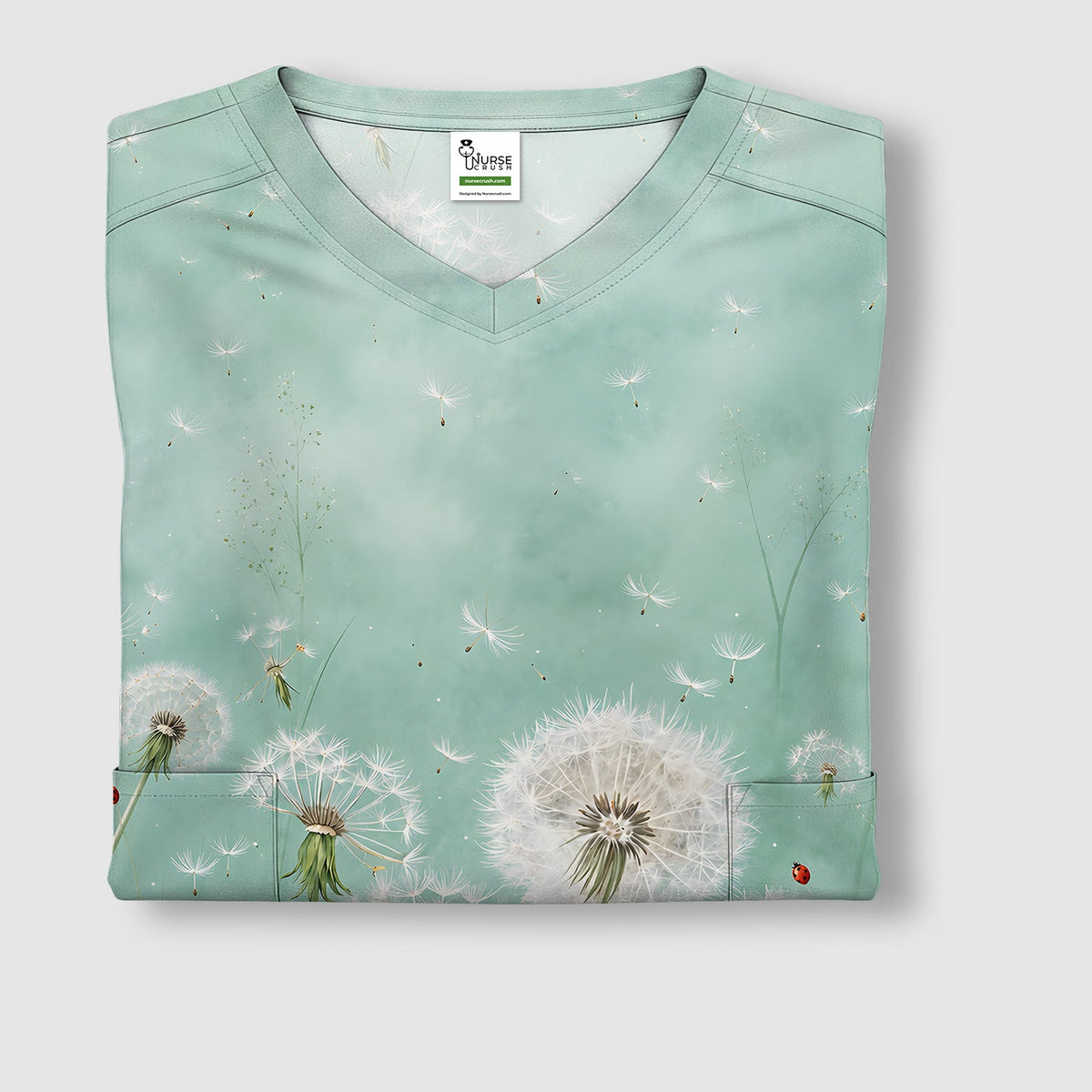 Dandelion Wishes Ladybug Nurse Scrub Top