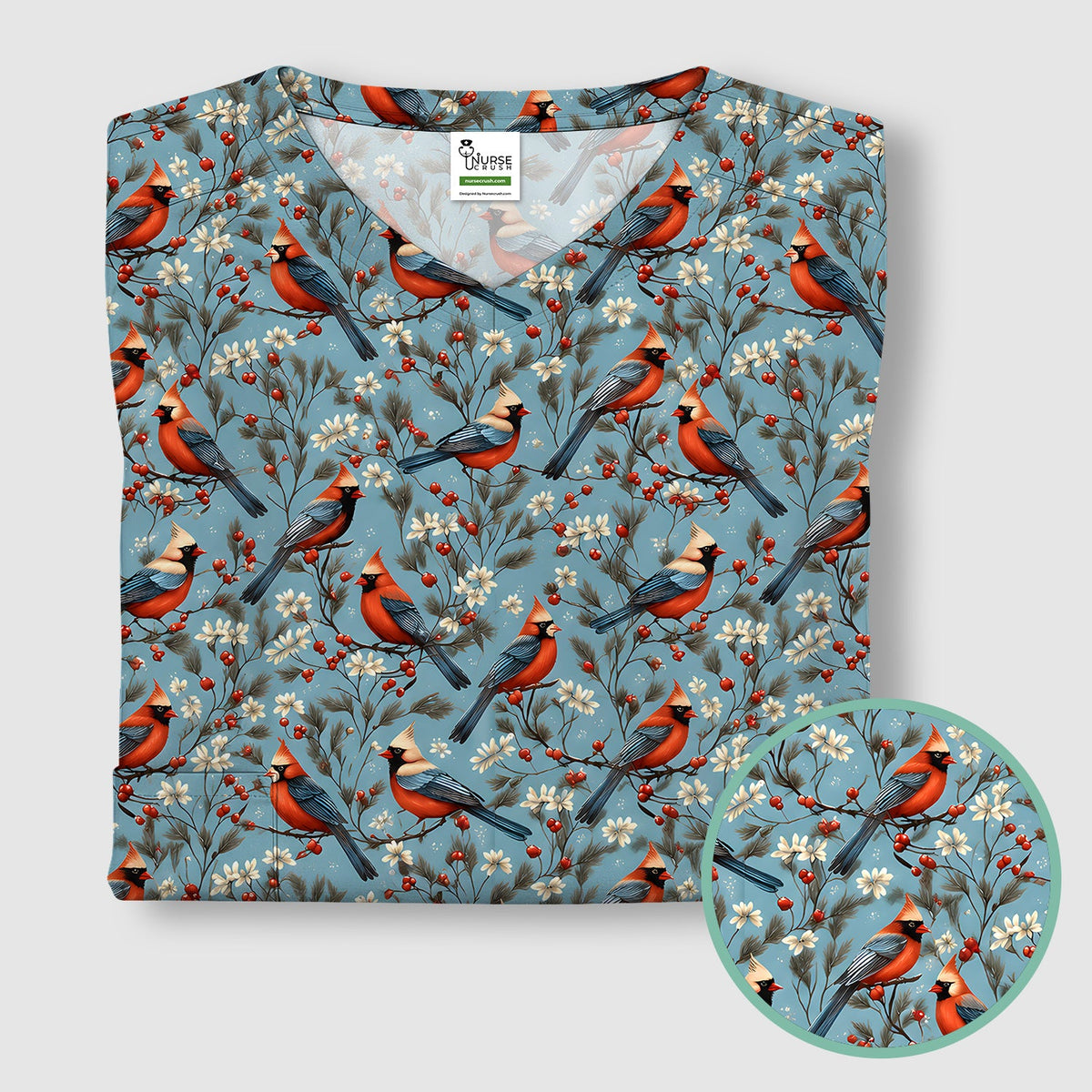Cardinal Berry Blossom Nurse Scrub Top