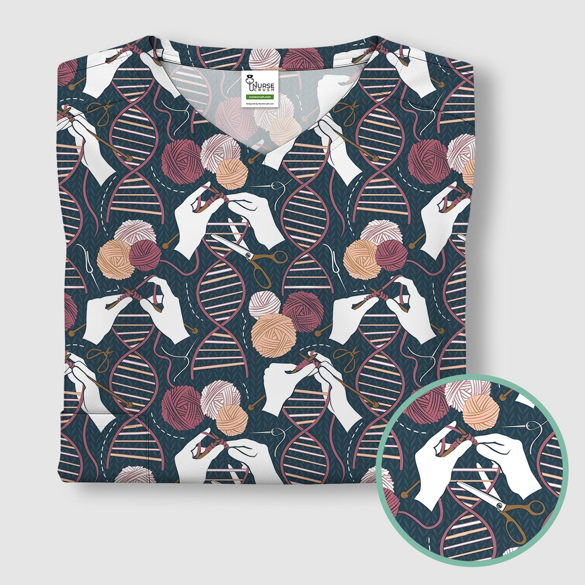 DNA Helix Yarn Nurse Scrub Top