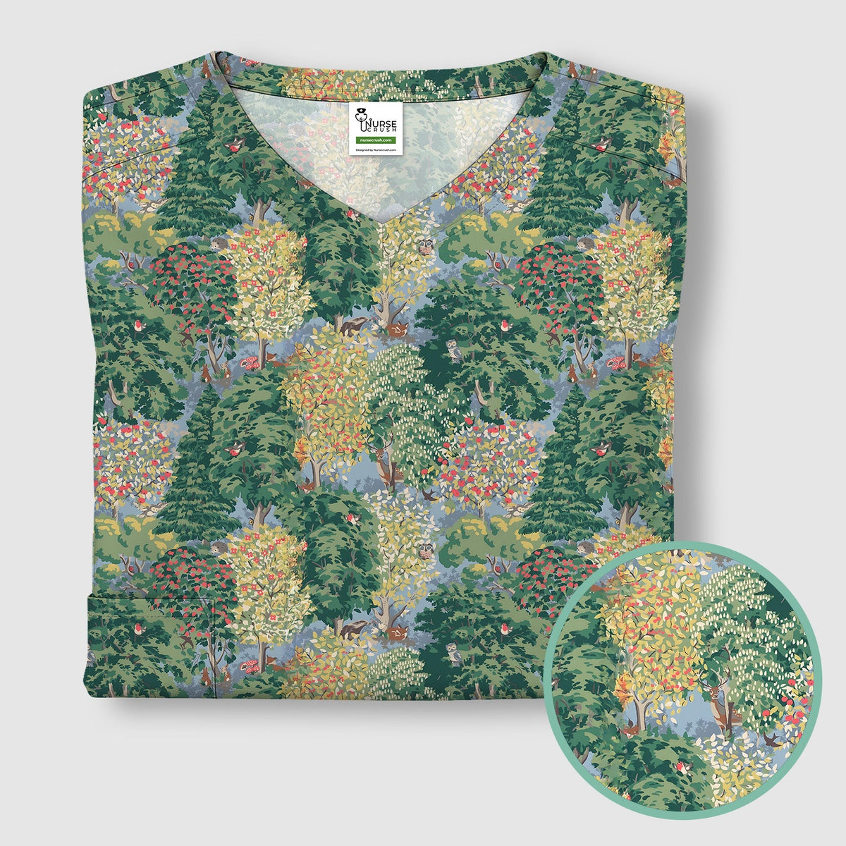 Forest Landscape Nurse Scrub Top