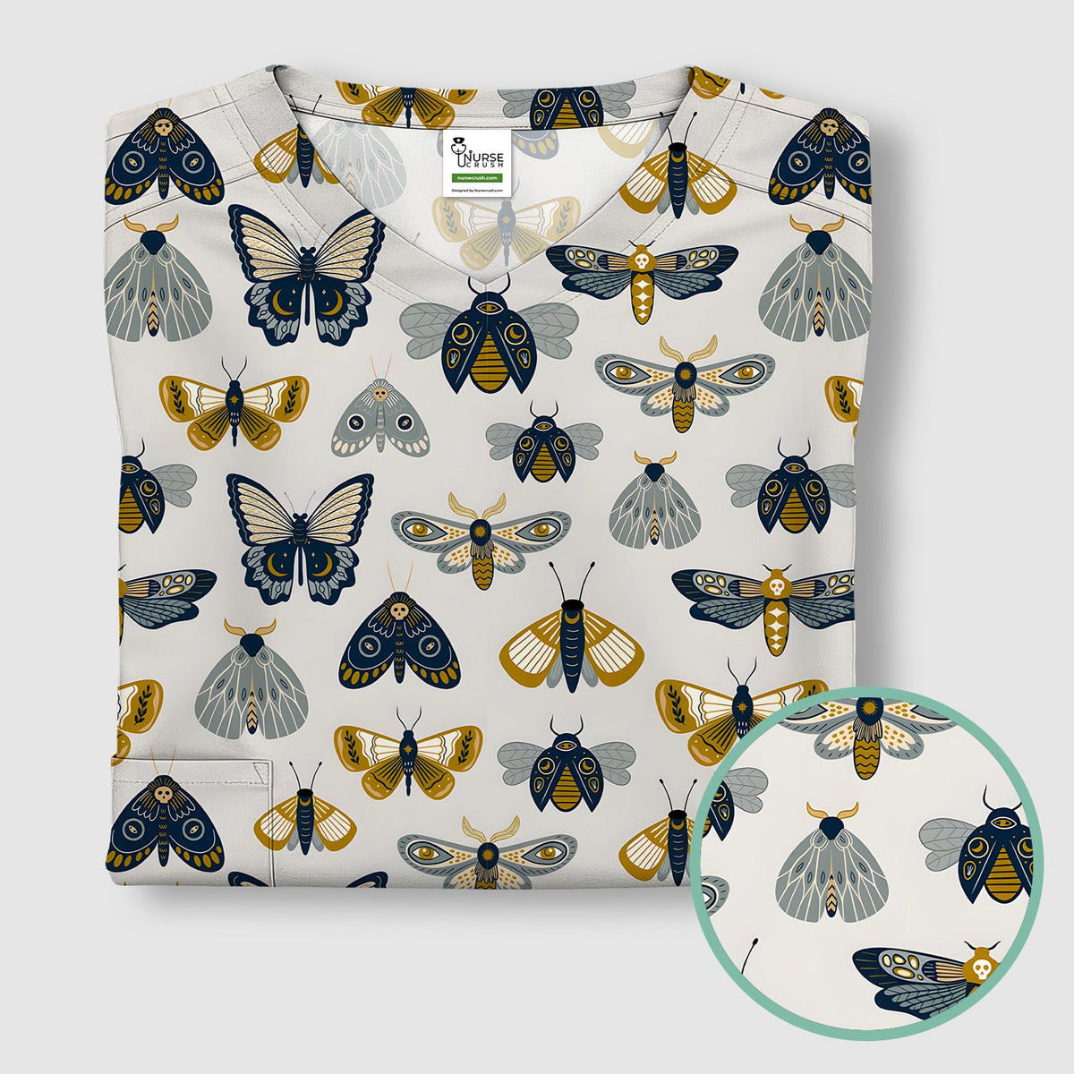 Butterfly Moth Insect Nurse Scrub Top