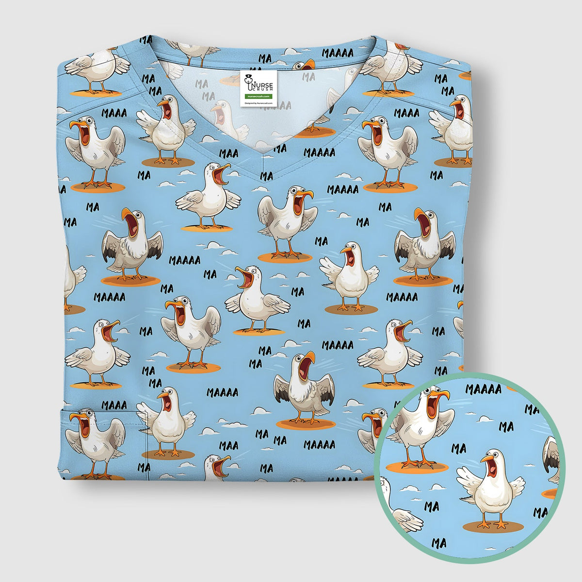 Screaming Seagull Sky Nurse Scrub Top