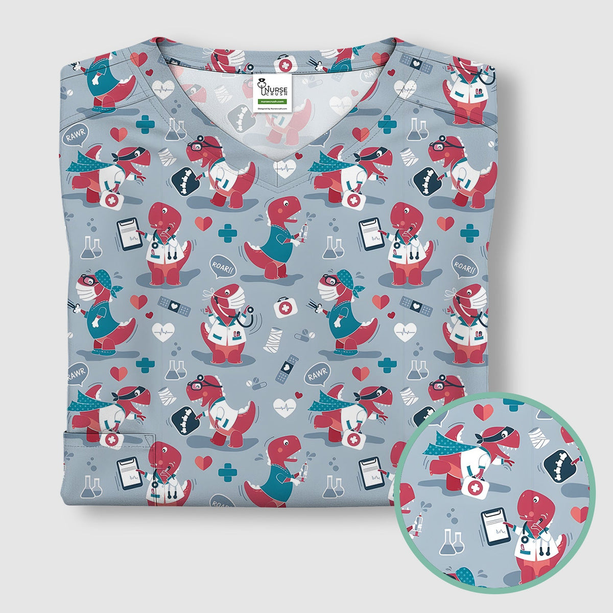 Dinosaur Doctor Nurse Scrub Top