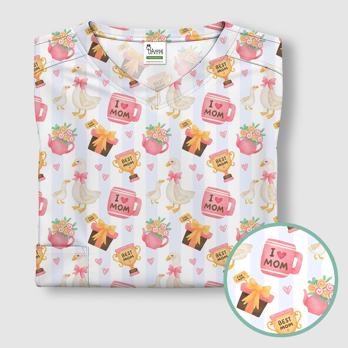 Sweet Nurse Mom Goose Trophy Scrub Top