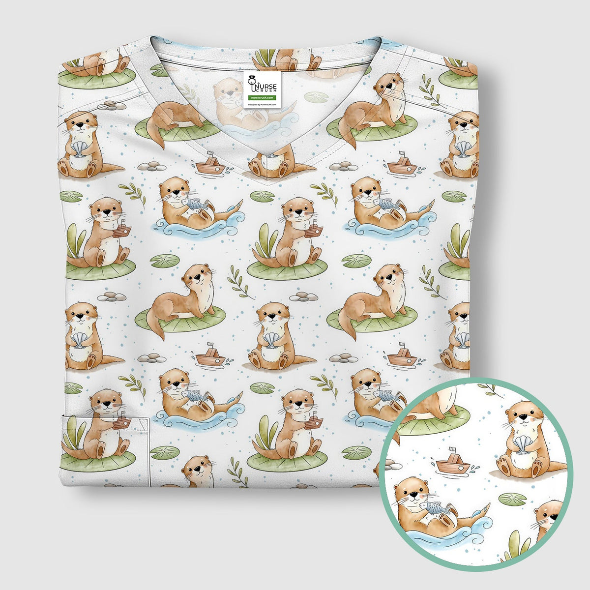 Otter Lily Pad Nurse Scrub Top