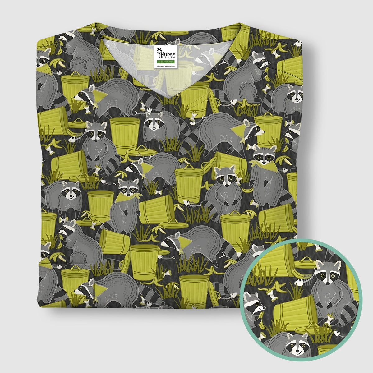 Raccoon Trash Panda Nurse Scrub Top