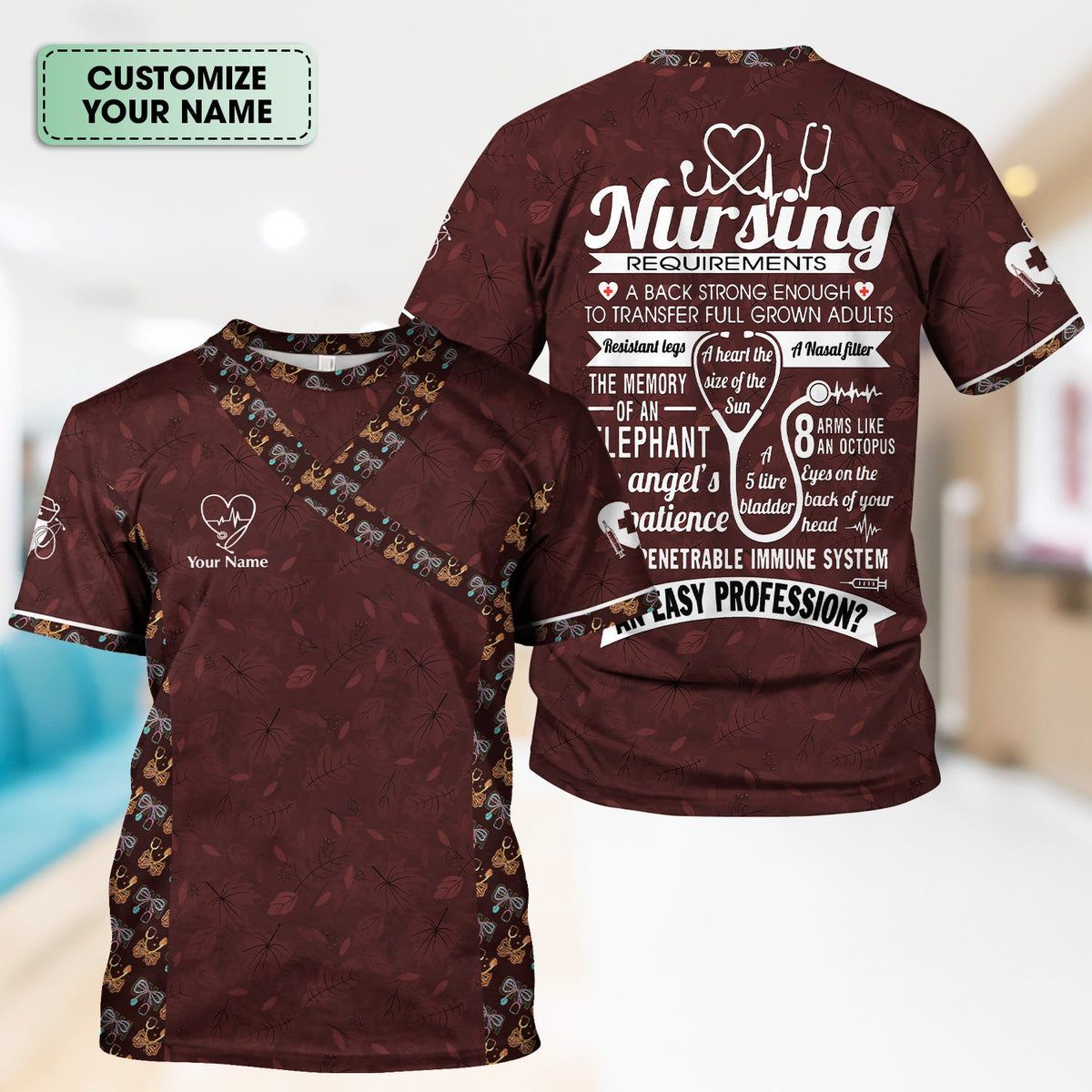 Personalized Nursing Requirements Scrub Top