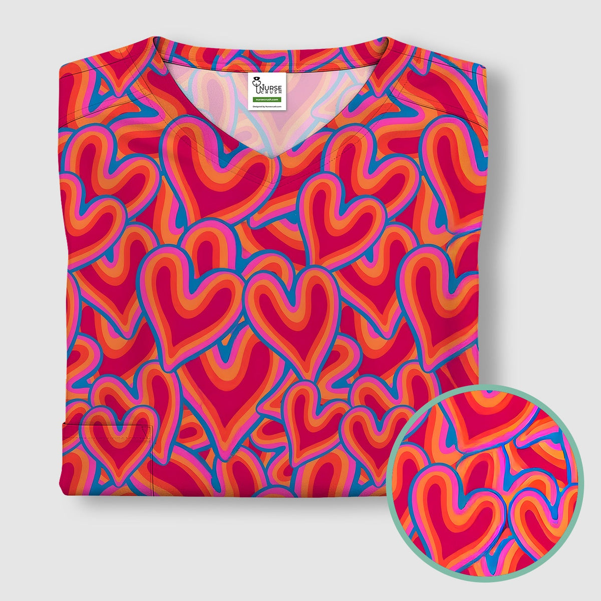 Valentine Heart Nurse Scrub Top