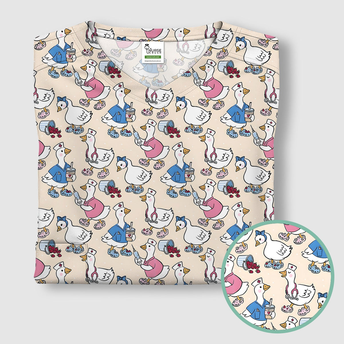 Goose Cartoon Nurse Scrub Top