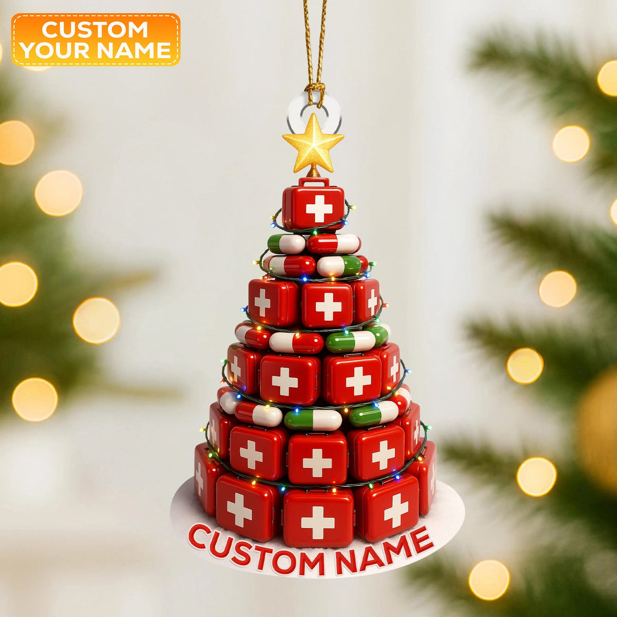 Personalized Pill Box Christmas Nurse Ornament