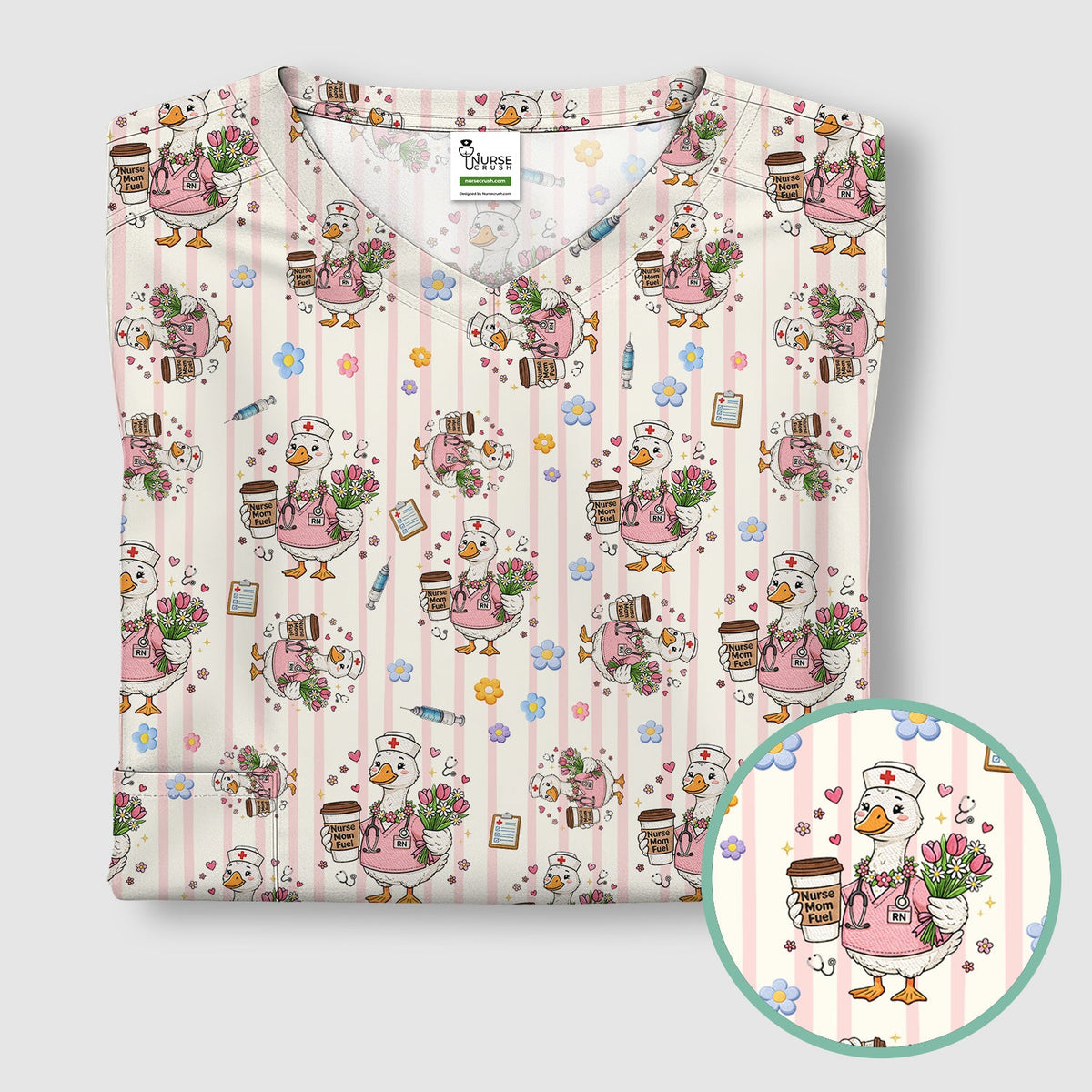 Cartoon Nurse Goose Scrub Top