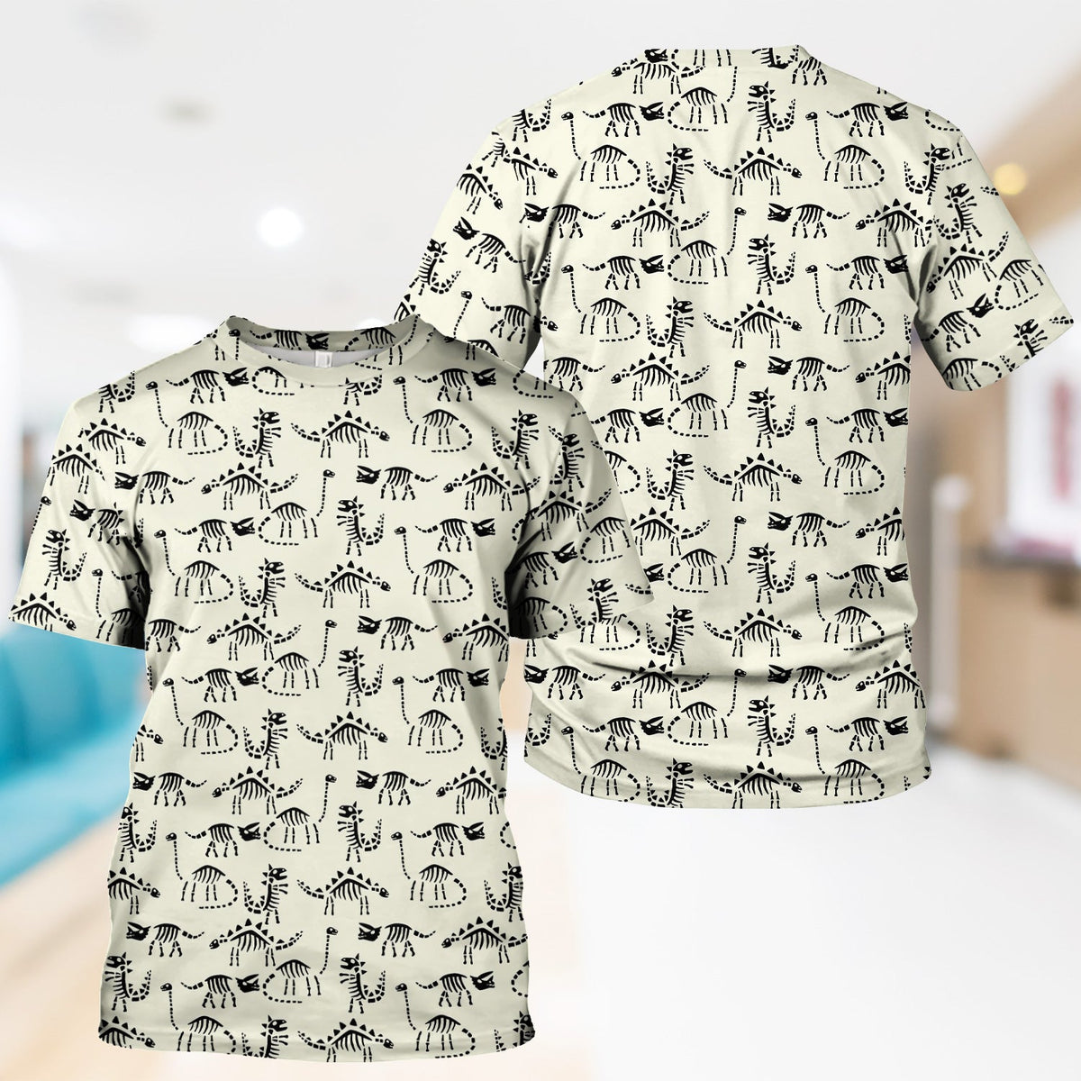Dinosaur Skeleton Fossil Nurse Scrub Top