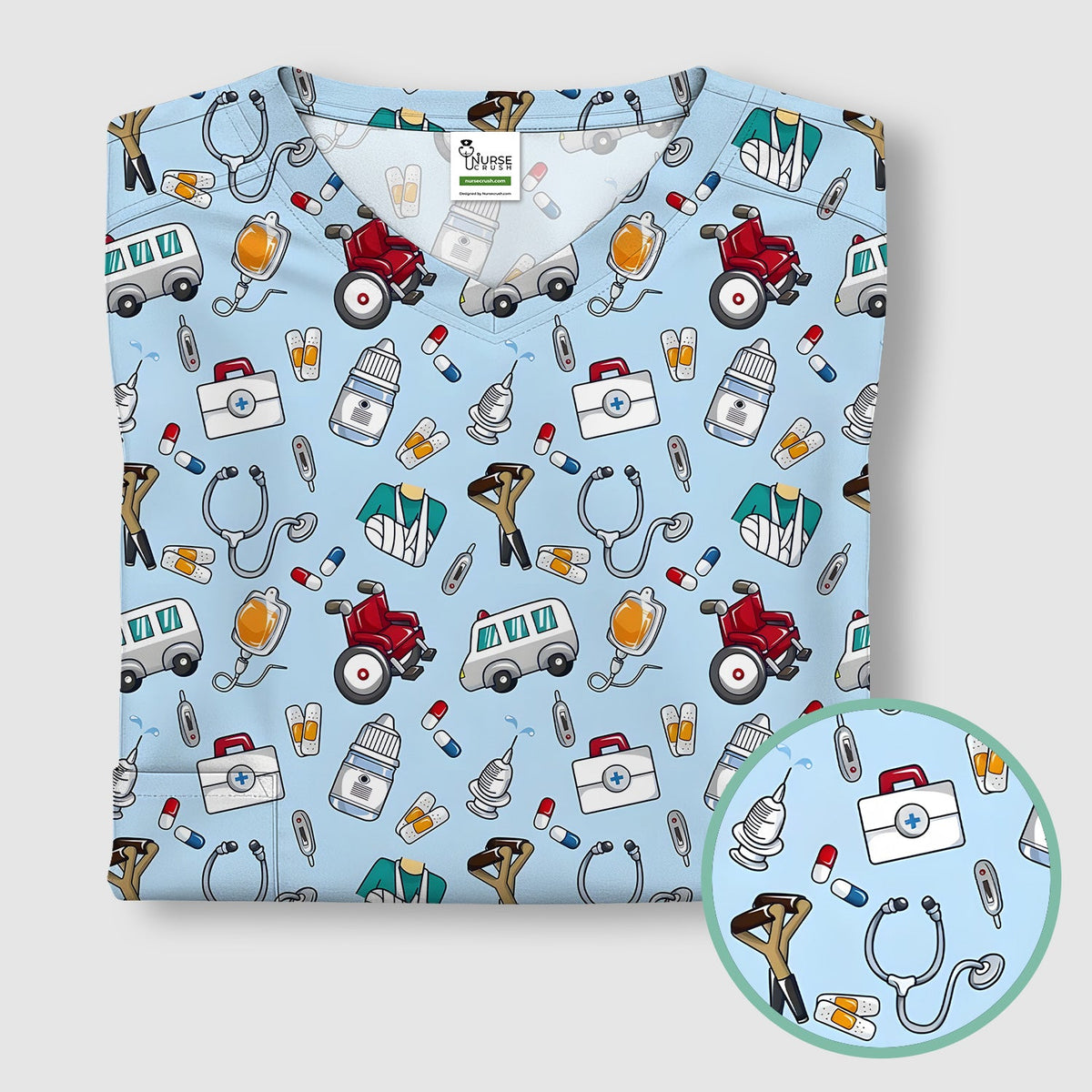 Medical Tools Emergency Transport Nurse Scrub Top