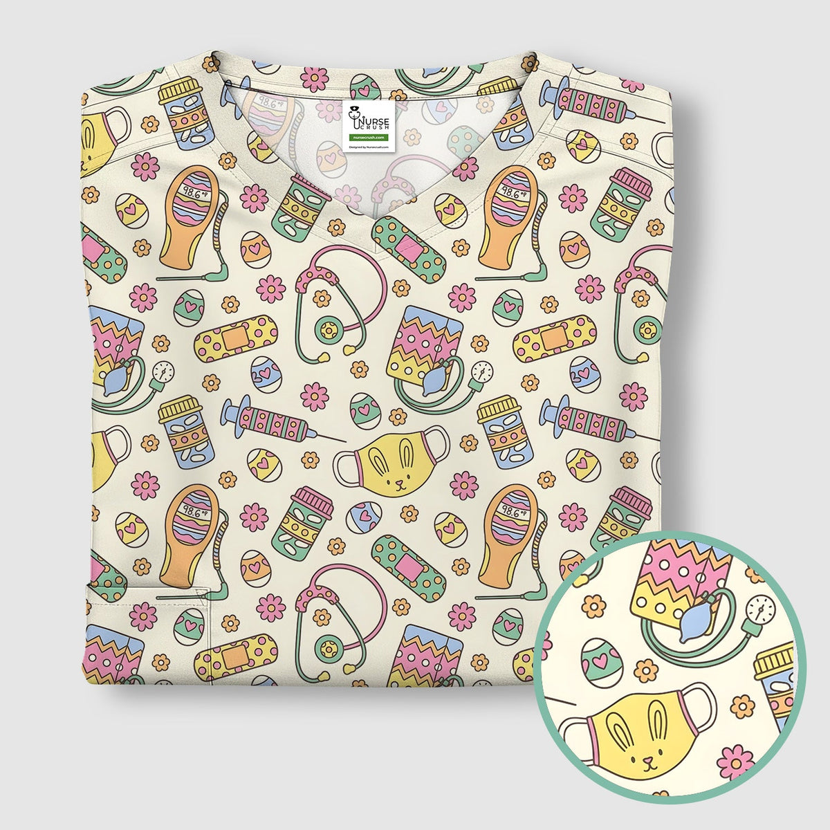Nurse Bunny Scrub Top - Easter Gift