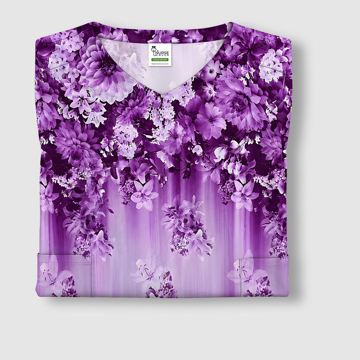 Purple Blossom Garden Nurse Scrub Top