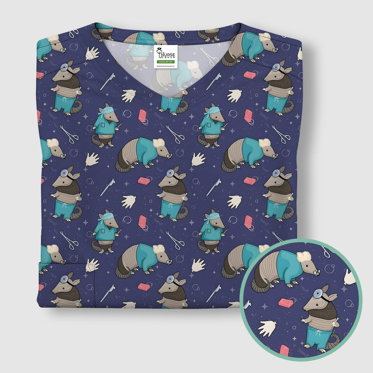 Armadillo Doctor Medical Tools Nurse Scrub Top