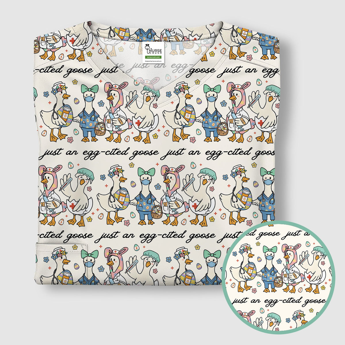 Easter Goose Nurse Scrub Top