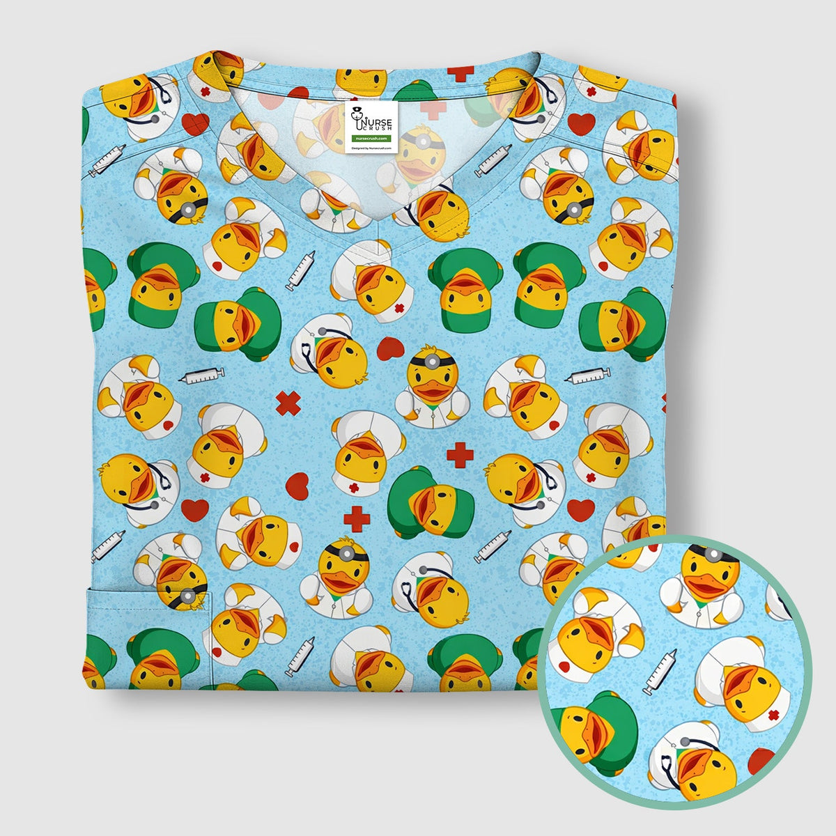 Duck Doctor Cartoon Nurse Scrub Top