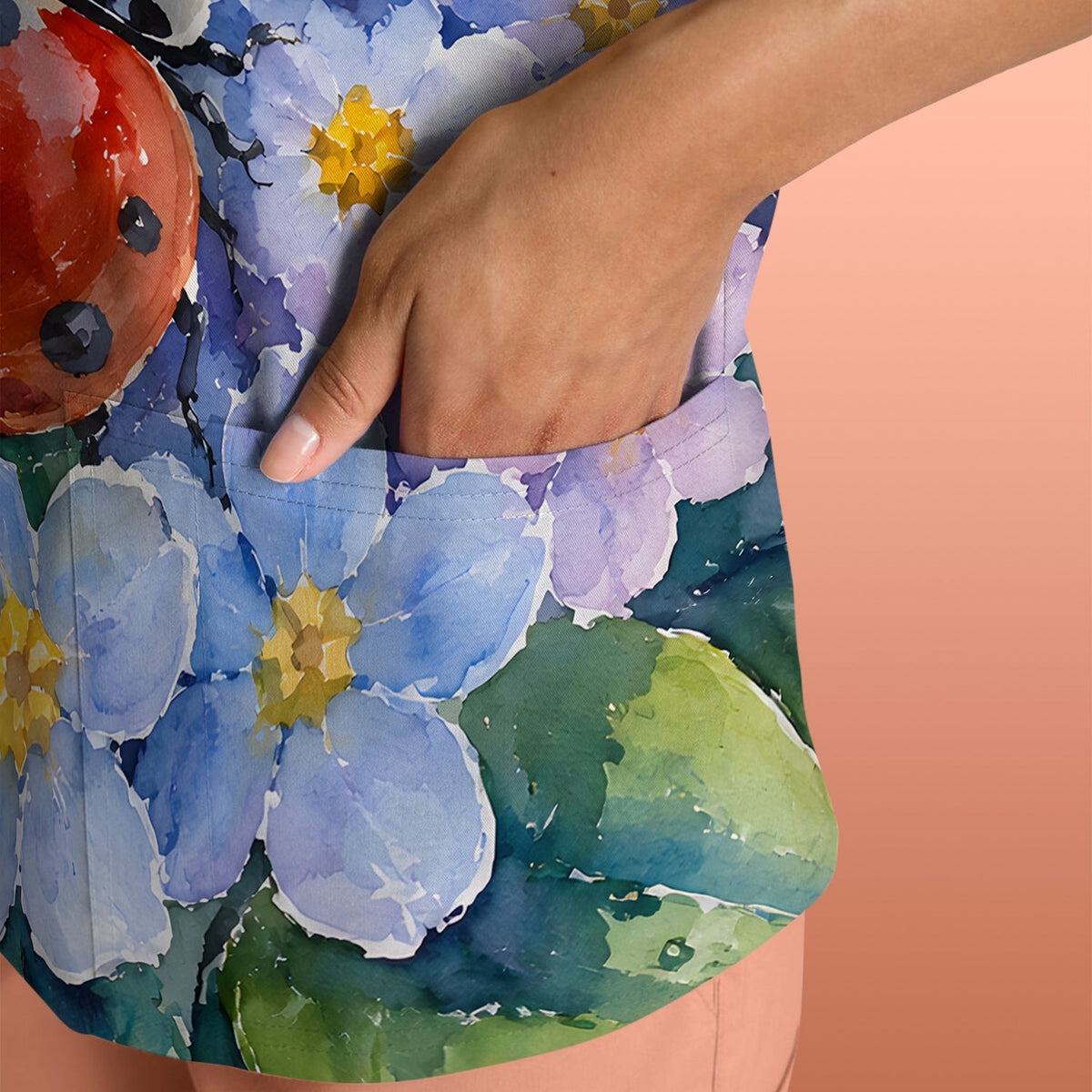Ladybug Spring Flower Garden Nurse Scrub Top