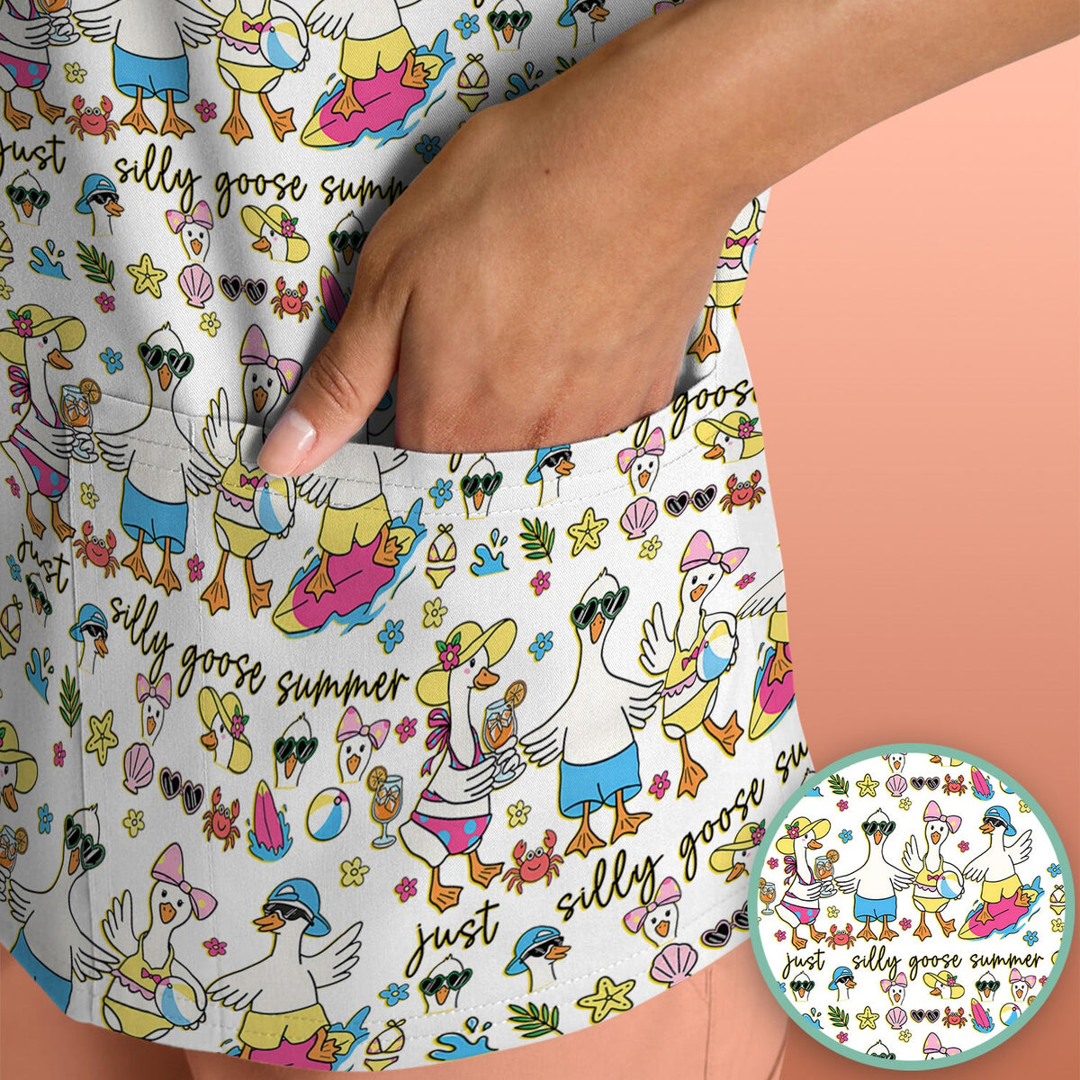 Silly Goose Summer Nurse Scrub Top