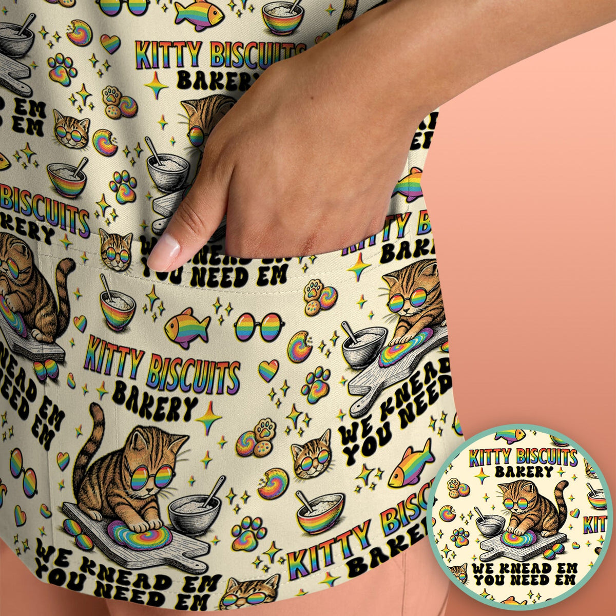 Pride Nurse Cat Baking Scrub Top