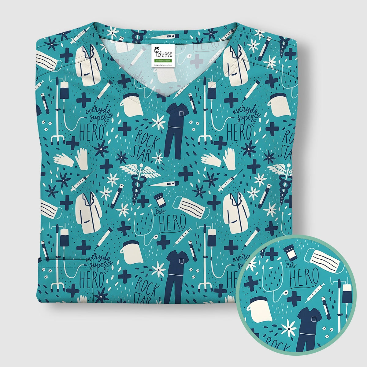 Healthcare Hero Medical Tools Nurse Scrub Top
