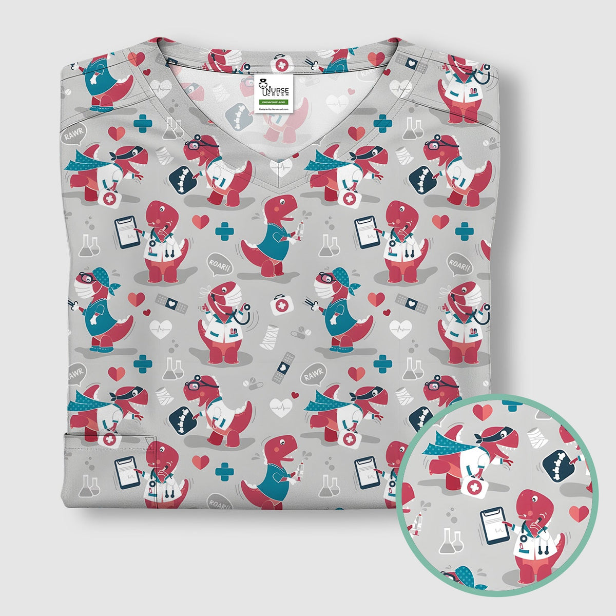 Dinosaur Doctor Nurse Scrub Top